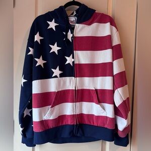 Dimco Men American Flag Hooded Zip-Up Sweatshirt - Navy, Red & White Size L